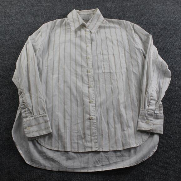 Reformation Shirt XS Striped Button Up Blouse Pocket Cream Workwear Career Chic - Picture 1 of 7